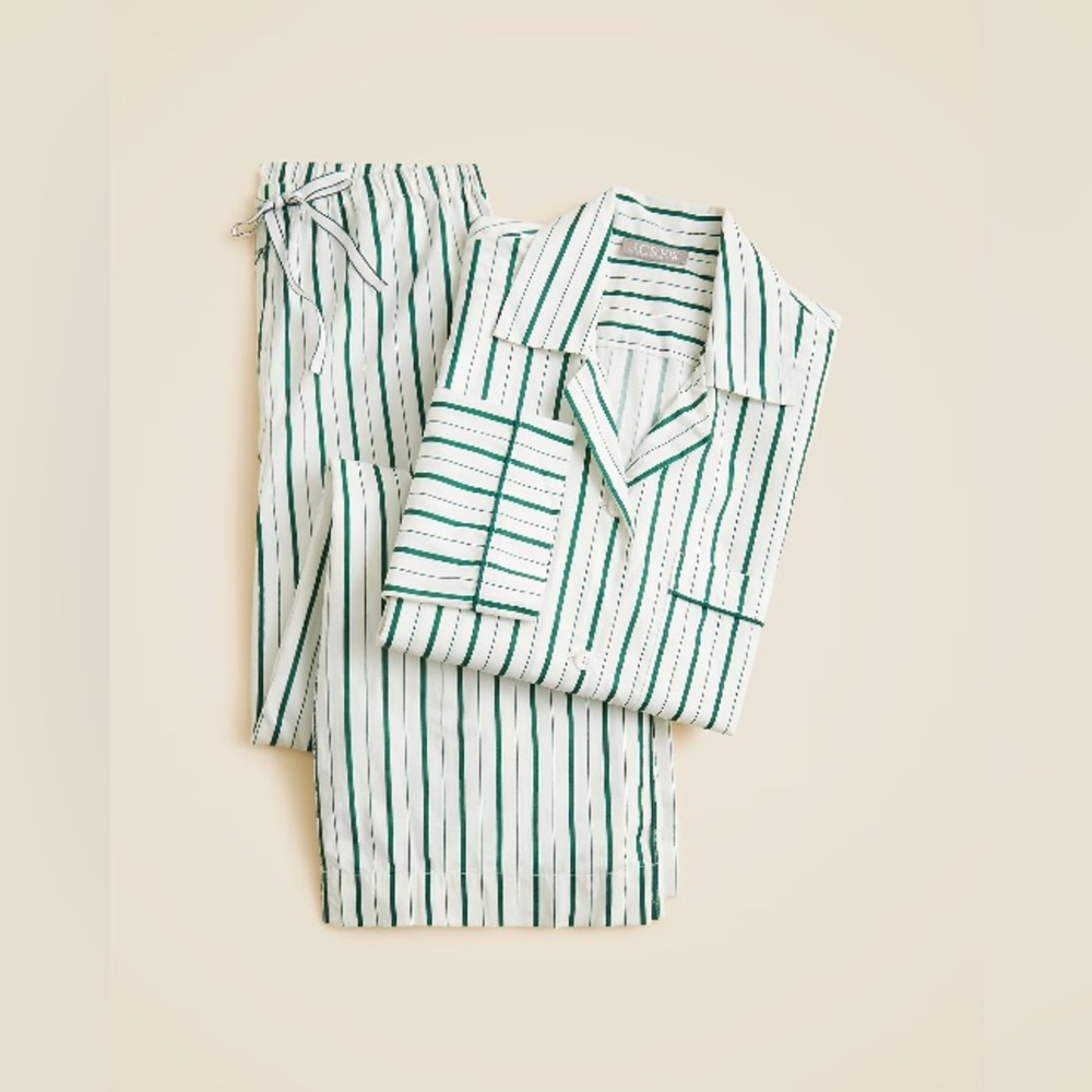 J.Crew Cotton poplin long-sleeve pajama pant set in peppermint stripe CP547 - Picture 3 of 6